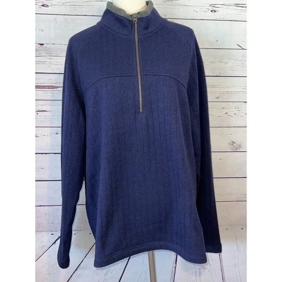 REI Mens Sweater XL 1/2 Zip Pullover Mock Turtleneck Extra Large Navy‎ Mens Ski - Picture 9 of 9